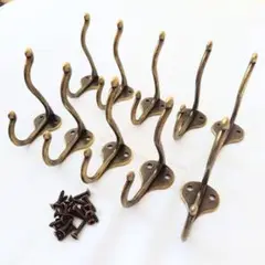壁掛けフック① 金具 アンティーク風 ヴィンテージ風 ブロンズ人気
