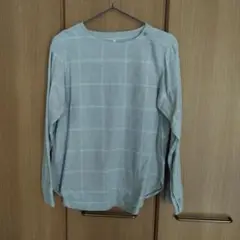 グレー チェック柄 長袖シャツ　綿100％
