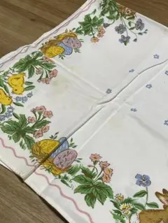 ドイツ ヴィンテージ布 うさぎ イースター68×73cm 蚤の市 アンティーク