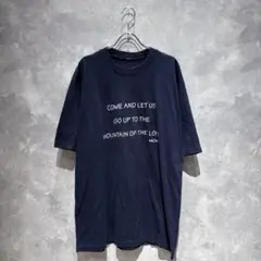 【送料無料】 USA 古着 英語 プリントTシャツ ネイビー