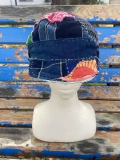 最終値下げ　襤褸　モン族刺繍生地など　継ぎ接ぎ刺し子　リバーシブルワークキャップ
