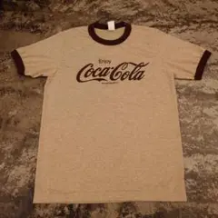 USA製 Coca-Cola リンガーTシャツ ベージュ×ブラウン M 4473