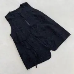 ベスト ノースリーブ ジャガード柄 前開き ポリエステル Mサイズ オシャレ
