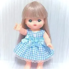＊712＊メルちゃん服チェック柄リボンワンピース