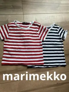 marimekko ボーダーTシャツ 赤・黒　2枚セット 80/12M