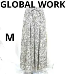 GLOBALWORK サラサラフレアワイドパンツ M レオパード ロング◆1-9