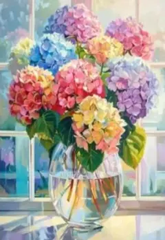 ダイヤモンドアート30×40アジサイ　紫陽花の花　卓上の花　フラワー 作成キット