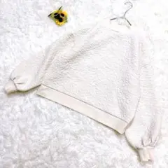 コルザ【M】キルティング　スウェット　トレーナー　バルーンスリーブ　アイボリー
