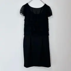 Lavannor フォーマル　ワンピース【M】ブラック黒　シアー袖　冠婚葬祭