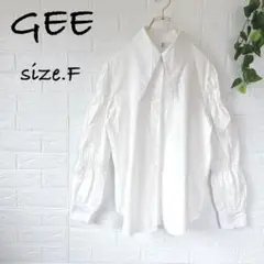 GEE ホワイトシャツ　白シャツ　ビックカラー　無地