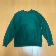 ダークグリーン クルーネック トレーナー