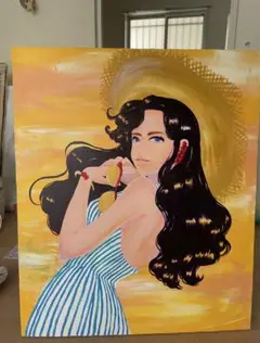 ファッションおしゃれ女性　女の子　アクリルイラスト　絵画　 F20 キャンバス