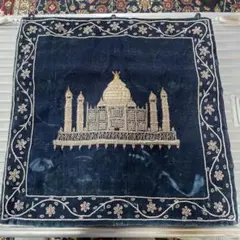 インド　刺繍入りベルベットクッションカバー
