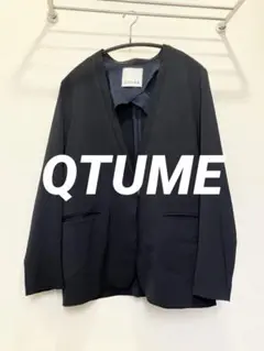 QTUME クチューム ネイビーノーカラージャケット