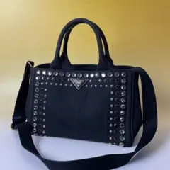 prada 黒 2way カナパ S ビジュー ブラック ハンドバッグ プラダ