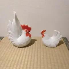 陶器製鶏の置物セット