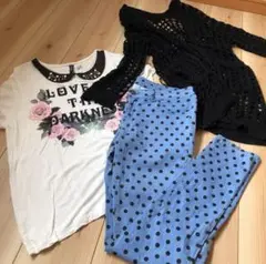 H&M☆パール付きTシャツとカーディガンセット