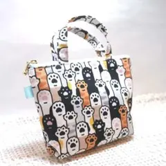459 ハンドメイド ミニトートバッグ 猫の手 肉球