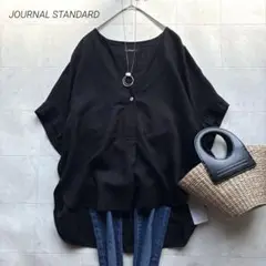 ジャーナルスタンダード 未使用品 レーヨン麻ノーカラースキッパーブラウス 黒