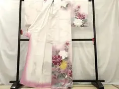 最終価格　訪問着　手描き　枝花文　暈し染め　金銀彩
