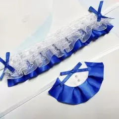 ★No.930 にじぱぺっと ぬい服 ヘッドドレス スタイ セット 青 ブルー