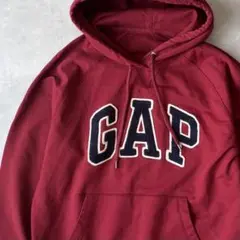 13939 GAP パイルロゴ デカロゴ パーカー えんじ