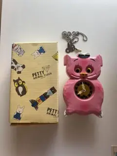 ミケン製　振り子時計　ブタ　PETTY ANIMAL CLOCK ピンク