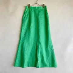 バンヤードストーム リネン 麻 ロング スカート スリット入り グリーン 緑