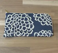 ペンケース マルチケース L字ファスナー ダリア ネイビー ハンドメイド