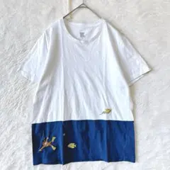 グラニフ　半袖　Ｔシャツ　ジョージ　刺繍　海モチーフ　個性派　ユーモア　コットン