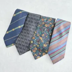 【美品】ランバン　LANVIN ネクタイ4本セット　総柄　シルク　メンズ