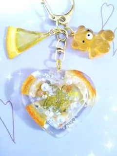 オレンジ（ドライフルーツ）ハート　シャカシャカキーホルダー　K-502