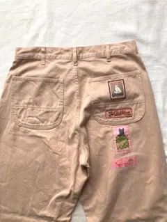 カールヘルム　ワッペン付　ワイドパンツ　グレージュ　サイズLL 犬　猫