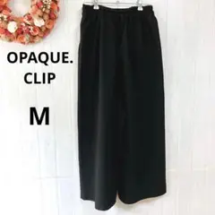 オペークドットクリップ　ガウチョパンツ　黒　M　ウエストゴム　ゆったり　軽やか