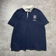 【XXL】ポロバイラルフローレン 刺繍ロゴ　半袖　ポロシャツ　ラガーシャツ