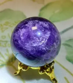 天然石☆ アメジスト スフィア 金色スタンド付き