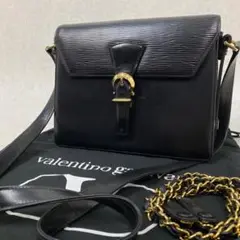 良品 ヴァレンティノ ガラヴァーニ ショルダーバッグ エピレザー 斜め掛け 黒