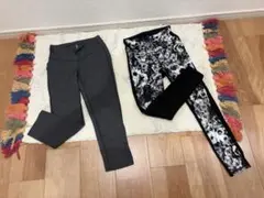 グレーと黒の花柄レギンス