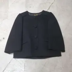 Drawer ドゥロワー ウール カシミア ノーカラー ショート ジャケット