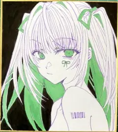 オリジナル手描きイラスト　コピック　ミニ色紙　アナログ　創作