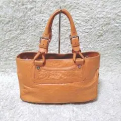 希少 CELINE セリーヌ トートバッグ ハンドバッグ ロゴ金具 オレンジ