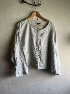90s FLAX フラックス　ワイド　カーディガン　ノーカラー　ジャケット　麻