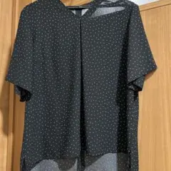 レディーストップス ジェイプレス 黒い水玉模様 半袖シャツ オンワード樫山
