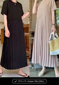 ブラック プリーツスカート Asian 3XL