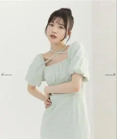 【新品タグ付き】レディアゼル　クロスリボンギンガムチェックマーメイドワンピース
