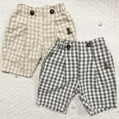 バースデイ　パンツ　双子　お揃い　くま　80
