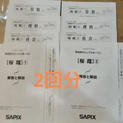 学校別サピックスオープン　桜蔭①② 2018年　9月と１１月実施分