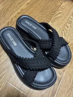 クロスストラップ サンダル 黒　abitokyo