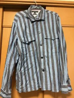 TOMMY HILFIGER トミー　コットンリネン　M ストライプシャツ