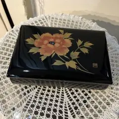 木曽漆器 本うるし木製　牡丹柄　オルゴール付き宝石箱